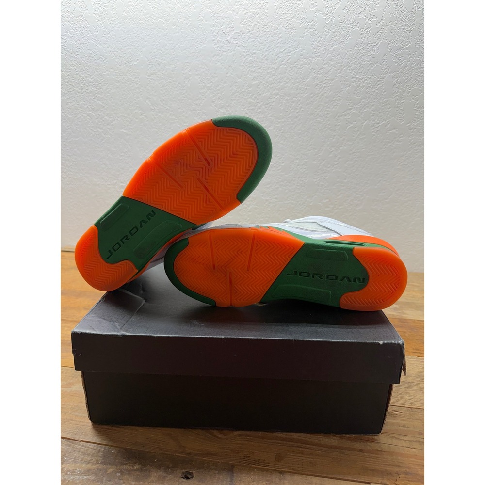 Air 5 Retro Low GS Football Grey Brilliant Orange FQ1293-018 Size 6.5Y - Picture 7 of 8